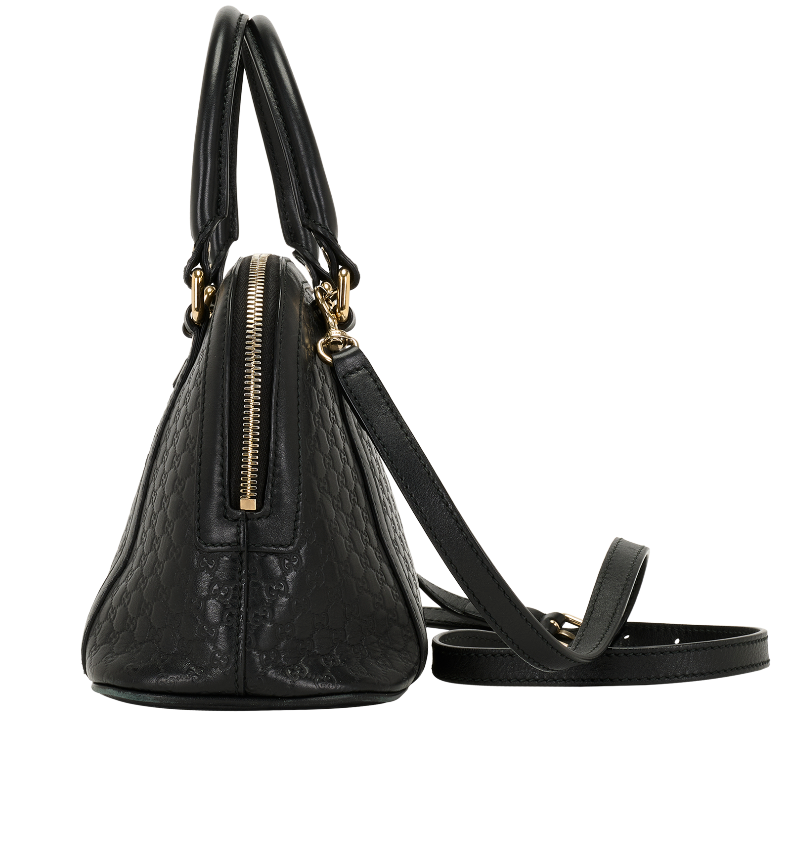 Mini Microguccissima Dome Bag, &pound;450, Handbags, Black, Leather, Bottom view